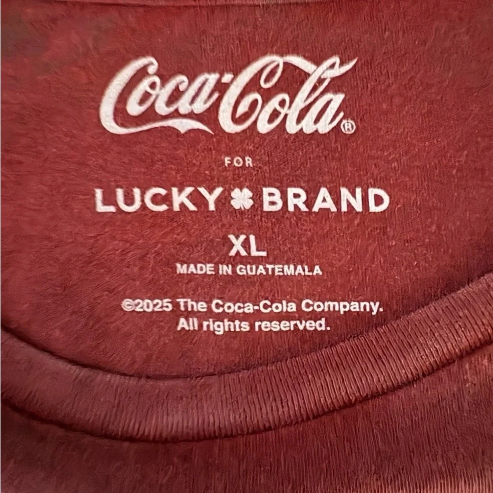 Lucky Brand Shirt Woman’s Size XL  Coca-Cola Bottle Terracotta Santa Claus NWT